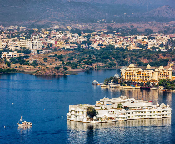 The floating marvel, the Lake Palace in the midst of Lake Pichola, Udaipur: as seen from The Oberoi Udaivilas